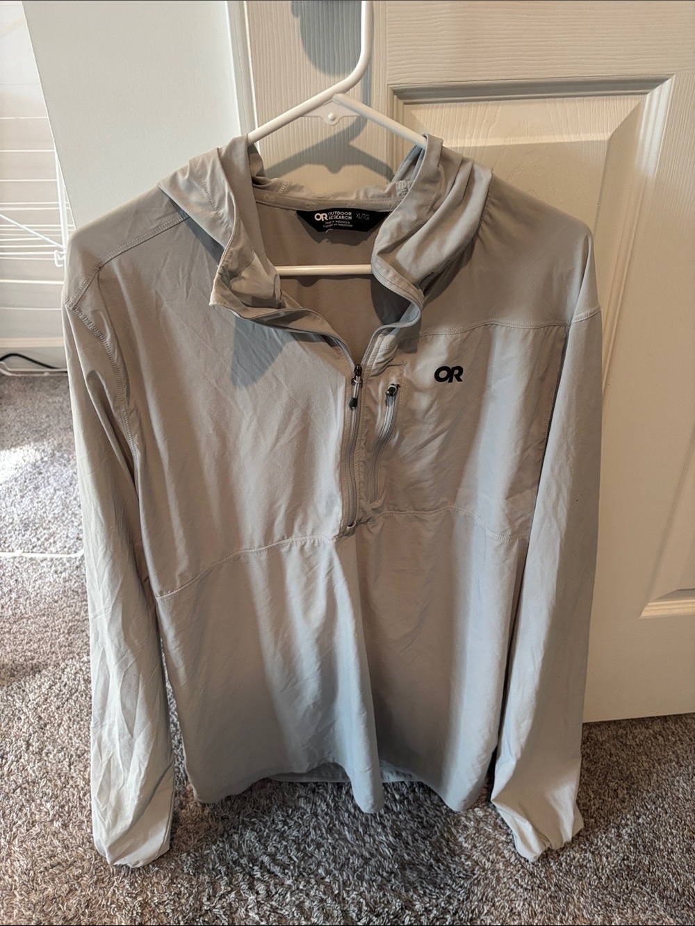 Outdoor Research Light Gray Half-Zip Hooded Jacket